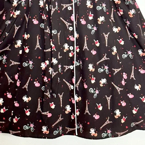 Ooh La La  très adorable Paris print Dress ~ pockets ~ retro vintage - Picture 7 of 9